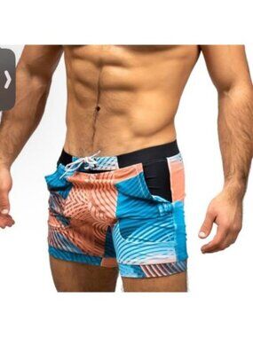 Taddlee Swimwer Surf Board Boxer Shorts Swim Trunks Long Sz M Geometric Drawstri